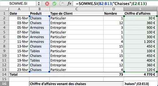 comment faire une somme avec 2 conditions excel