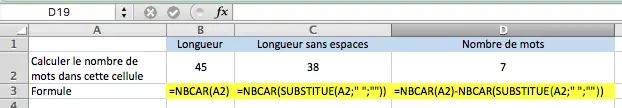 comment compter les mots dans une cellule excel